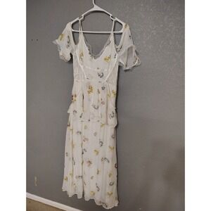 Free People Magnolia Ivory Dress Maxi Women's Sz 4 Cottage Boho Prairie Dress